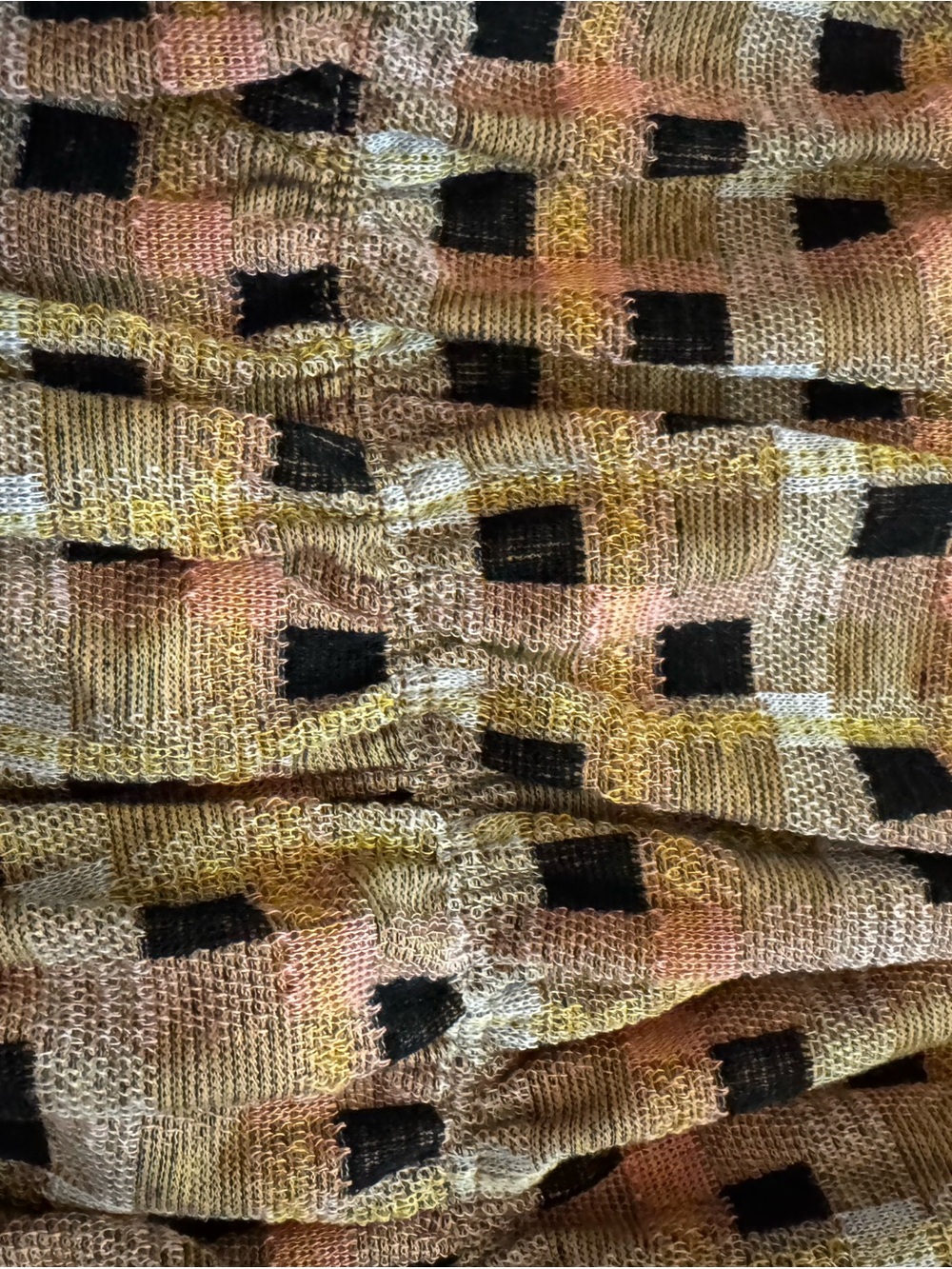 Eva Franco Mustard Yellow Black Geometric Ruffle Strap Tank - Picture 4 of 4